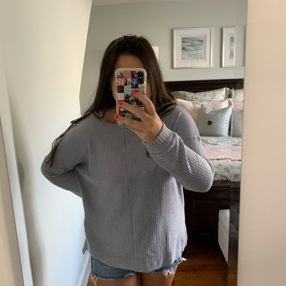 nwt blue waffle textured shirt